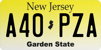 NJ license plate A40PZA