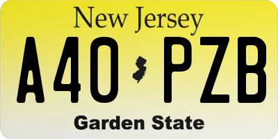 NJ license plate A40PZB