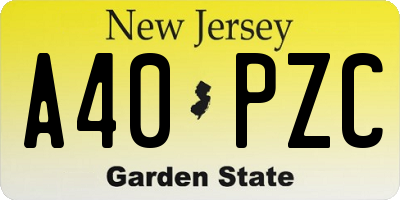 NJ license plate A40PZC