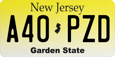 NJ license plate A40PZD