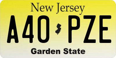 NJ license plate A40PZE
