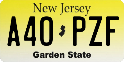 NJ license plate A40PZF