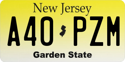 NJ license plate A40PZM