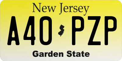 NJ license plate A40PZP