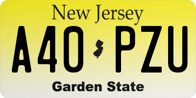 NJ license plate A40PZU