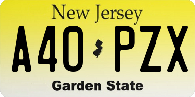 NJ license plate A40PZX