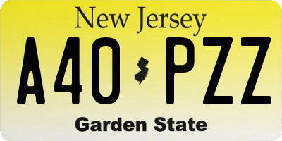 NJ license plate A40PZZ