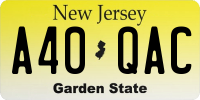 NJ license plate A40QAC