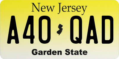 NJ license plate A40QAD