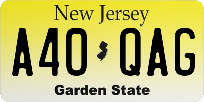 NJ license plate A40QAG