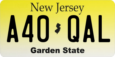 NJ license plate A40QAL