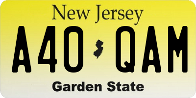 NJ license plate A40QAM