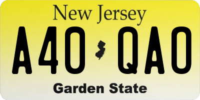 NJ license plate A40QAO
