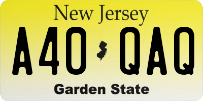 NJ license plate A40QAQ