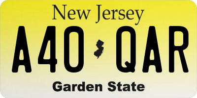 NJ license plate A40QAR