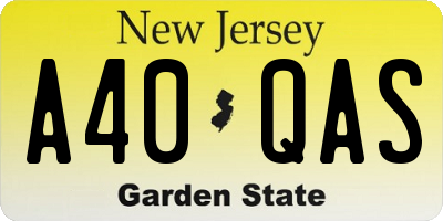NJ license plate A40QAS