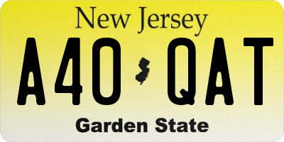 NJ license plate A40QAT