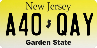 NJ license plate A40QAY
