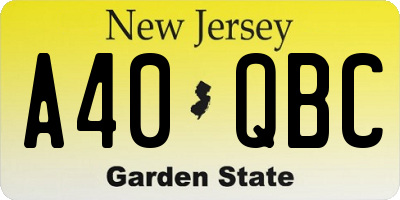 NJ license plate A40QBC