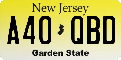NJ license plate A40QBD