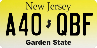 NJ license plate A40QBF