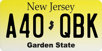 NJ license plate A40QBK