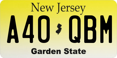 NJ license plate A40QBM