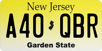 NJ license plate A40QBR