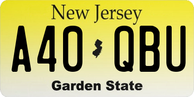 NJ license plate A40QBU
