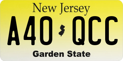 NJ license plate A40QCC
