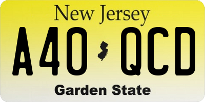 NJ license plate A40QCD