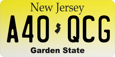 NJ license plate A40QCG