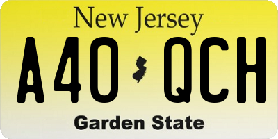 NJ license plate A40QCH