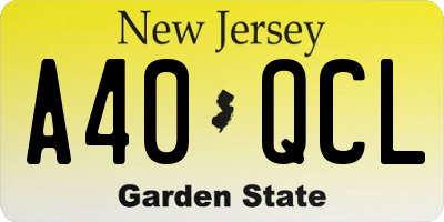 NJ license plate A40QCL