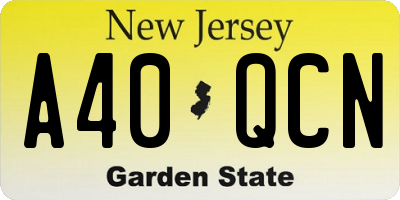 NJ license plate A40QCN