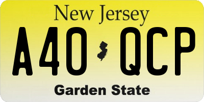 NJ license plate A40QCP