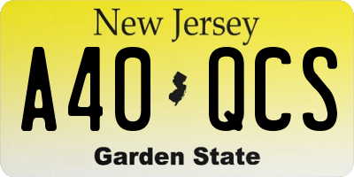 NJ license plate A40QCS