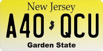 NJ license plate A40QCU