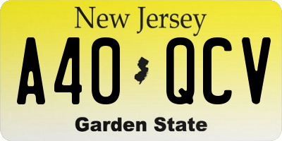 NJ license plate A40QCV