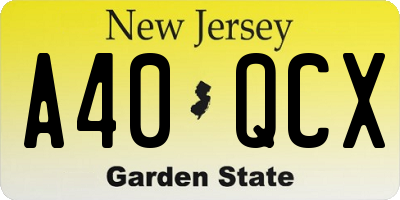 NJ license plate A40QCX
