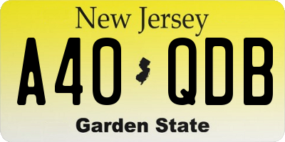 NJ license plate A40QDB