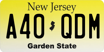 NJ license plate A40QDM
