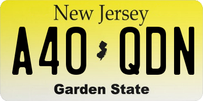 NJ license plate A40QDN