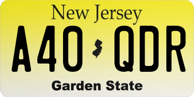 NJ license plate A40QDR