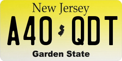 NJ license plate A40QDT