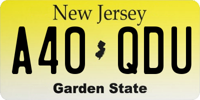 NJ license plate A40QDU