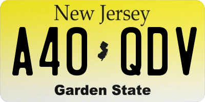 NJ license plate A40QDV