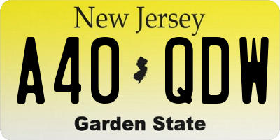 NJ license plate A40QDW