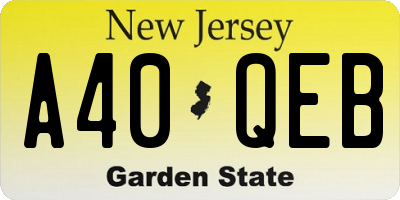 NJ license plate A40QEB