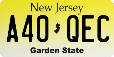 NJ license plate A40QEC